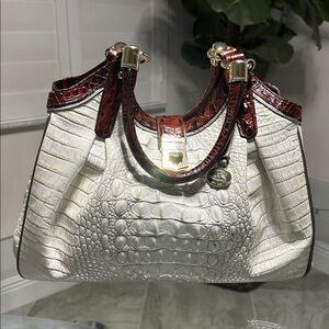 Brahmin Elisa Pearl Genuine Leather Croc Embossed Satchel NWOT